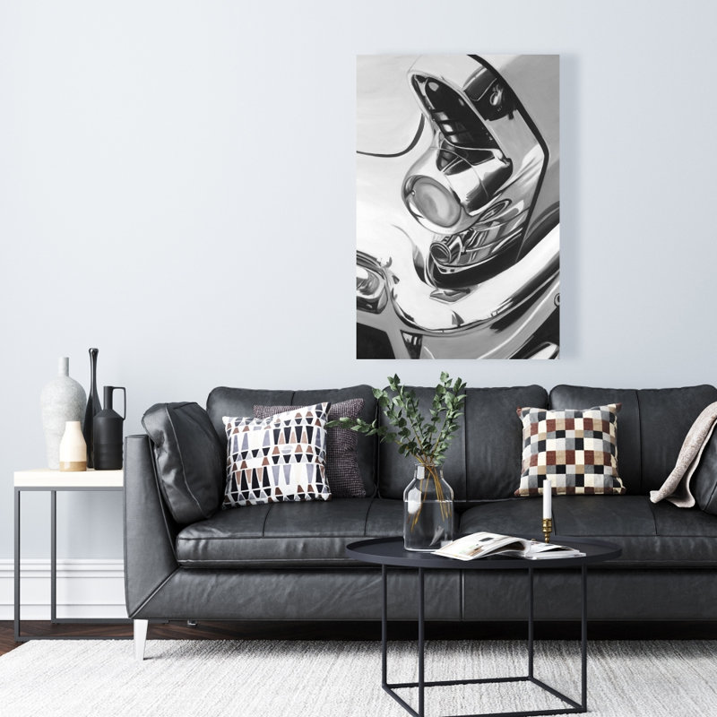 Belle voiture chromée - Décoration de chambre en toile noire | Home Art