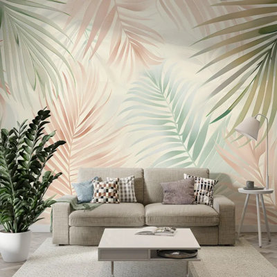 Pastel Tropical Palm Leaves