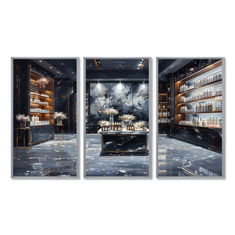 Ensemble de salon Kaat, Toile argentée avec cadre flottant, H 32 po x l 48 po x P 1 po