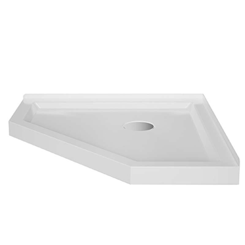 Goodyo 36 in. D x 36 in. W x 3.4 in. H Corner Drain Neo-Angle Shower Base, White