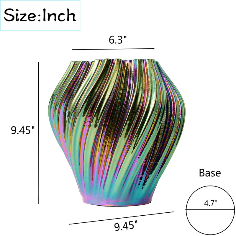 Electroplated Ceramic Table Vase, Aurora Shine Decorative Vase, Iridescent Flower Vase