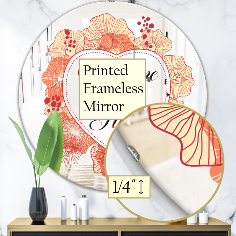 Miroir mural Welcome To Our Home Flower Heart II, H 31,5 po x l po