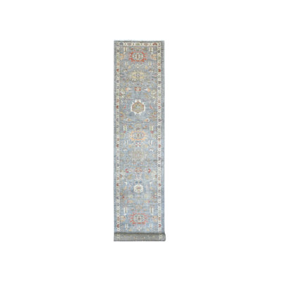 2'8"x15'6" Misty Gray Karjihooz Design Hand Knotted Wool XL Runner Rug FA0DBEED13404BE69CF977ADFF03849D