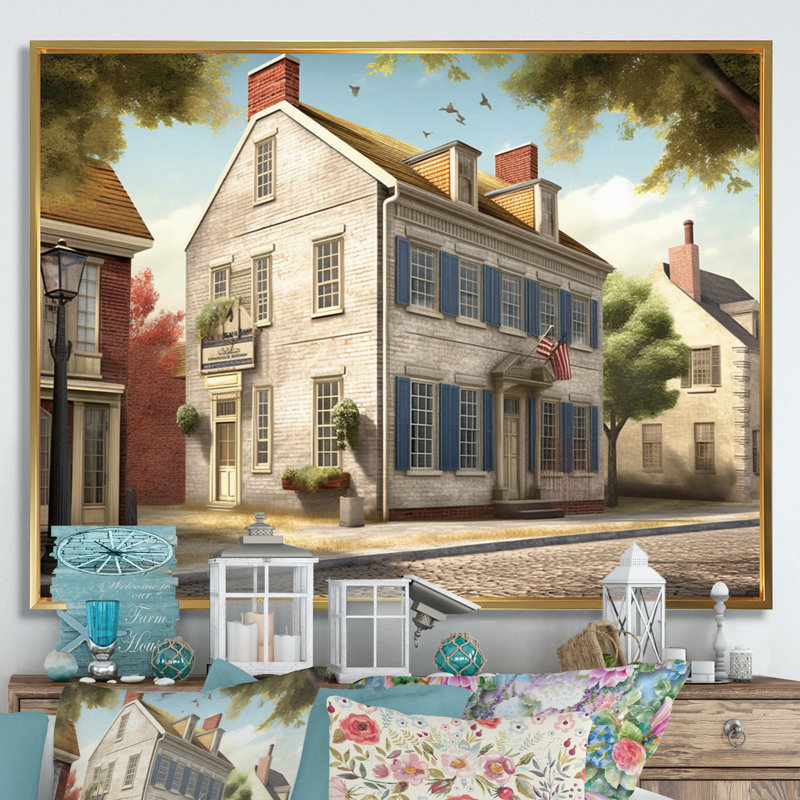 «Delaware 1950S Village II», reproduction sur toile encadrée, H 12 po x l 20 po x P 1 po, Cadre flottant doré