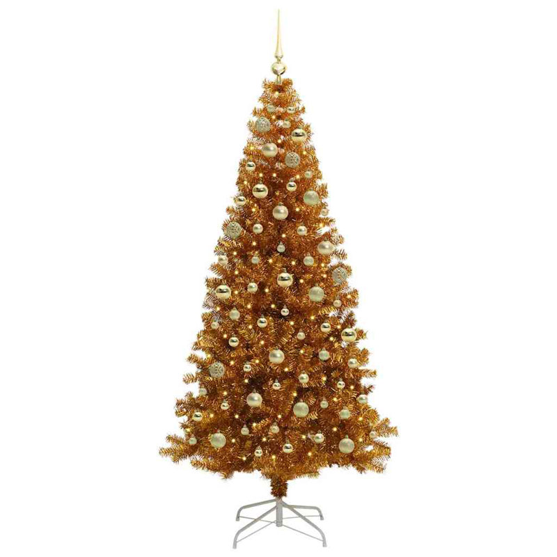 vidaXL Christmas Tree with 300 LEDs with Stand Gold PET, 5.91 ft