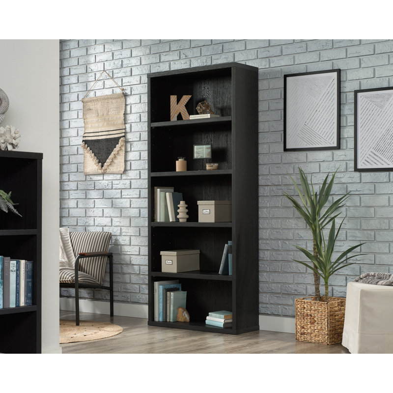 Estate Black Adjustable 5-Shelf Tall Bookcase for Elegant Storage