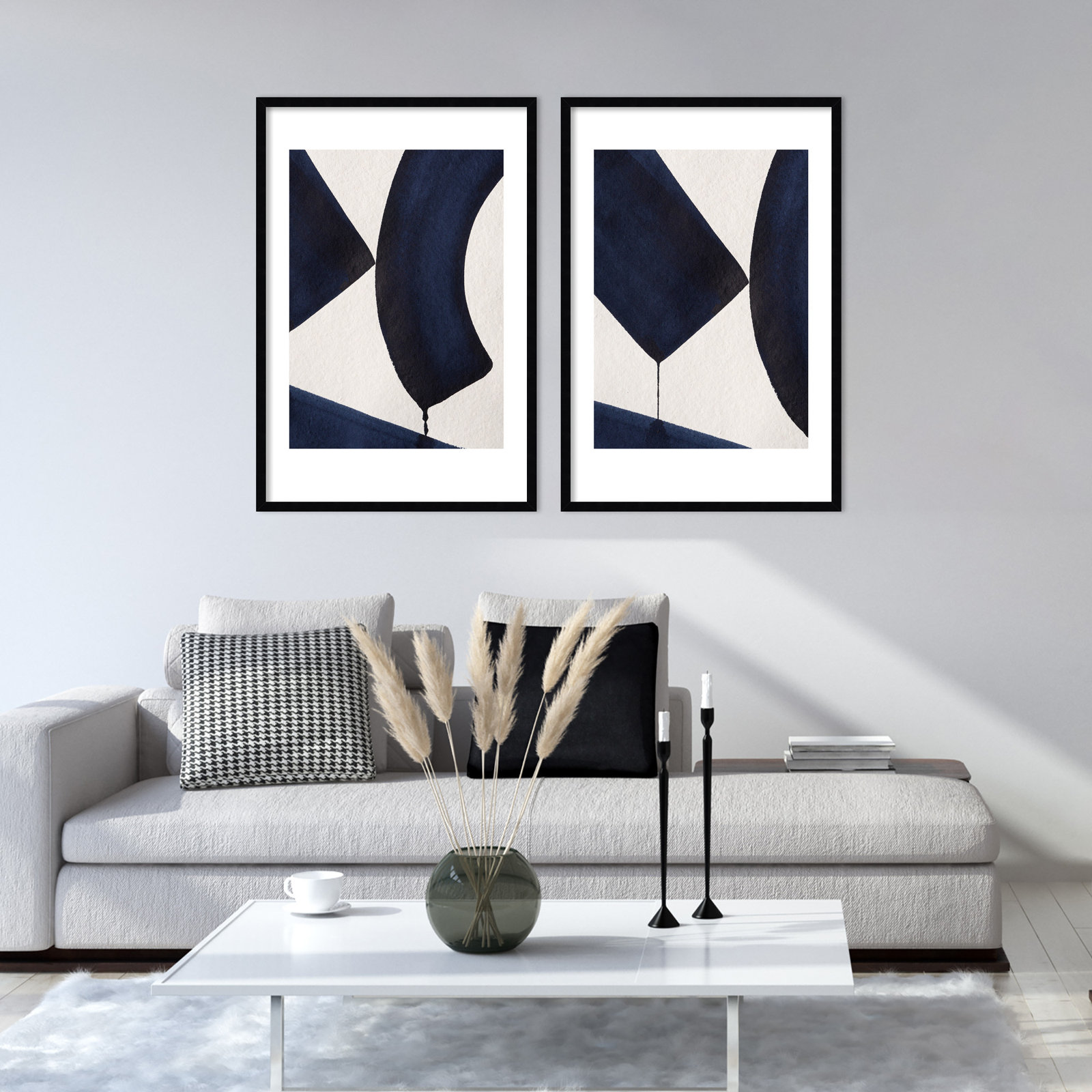 Fluid Motion 2 Duo 2-Piece Print Set, Black, 34.65" H x 49" W x 0.88" D