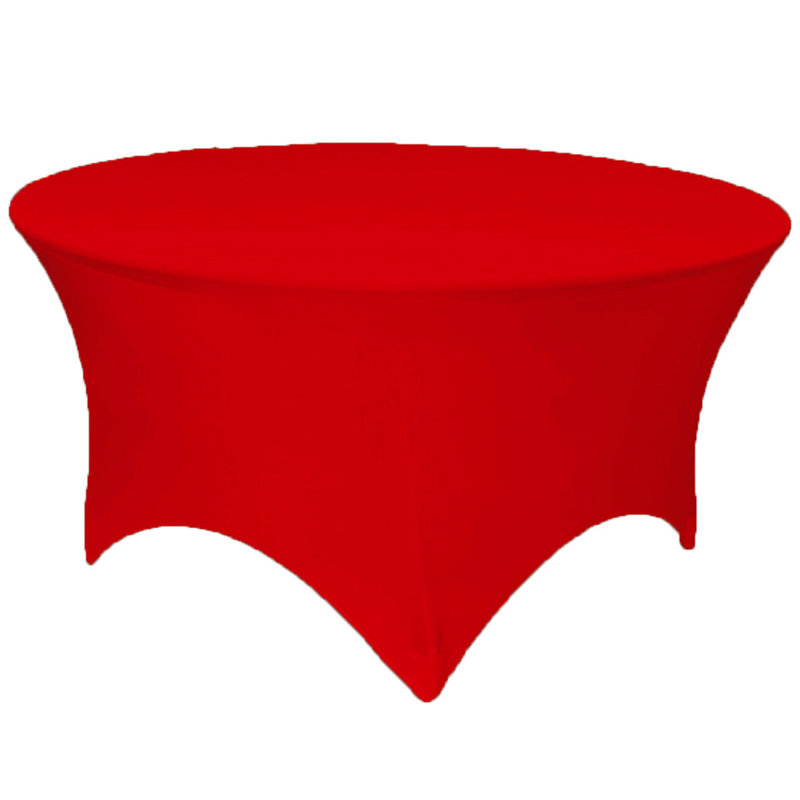 5Ft, 6Ft Round Spandex Tablecloth Tight Fitted Stretch Table Cover For Dining Wedding Banquet Party, 60" x 60", Red