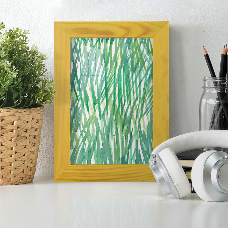 Just Grass I - imprimé, H 6 po x l 4 po x P 1 po, Papier encadré en jaune