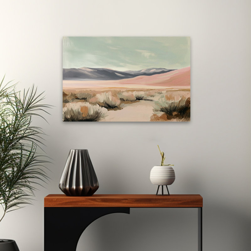 Dunes du désert - paysage désertique contemporain aux couleurs pastel, H 24 po x l 16 po