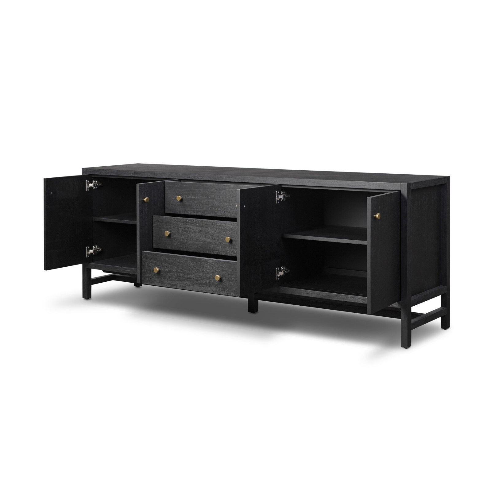 Aleph Sullivan Media Console-Saddle Tan, Black Acacia Veneer