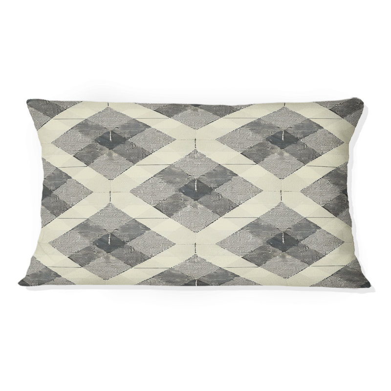 Coussin lombaire beige à motif pied-de-poule beige II