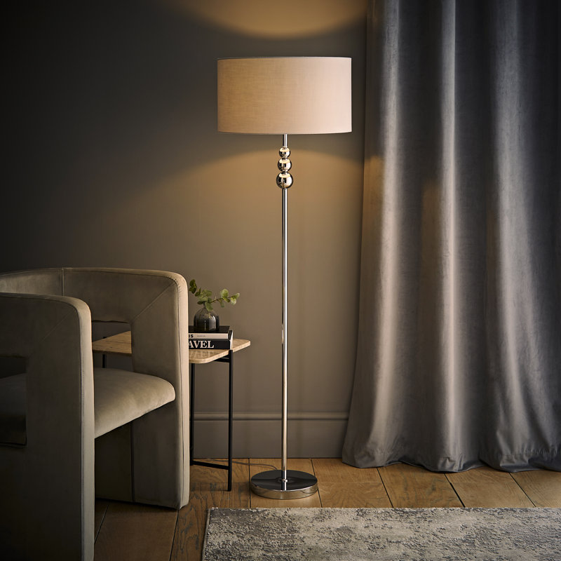 Randalia 145cm Traditional Floor Lamp, Grey, Chrome 
