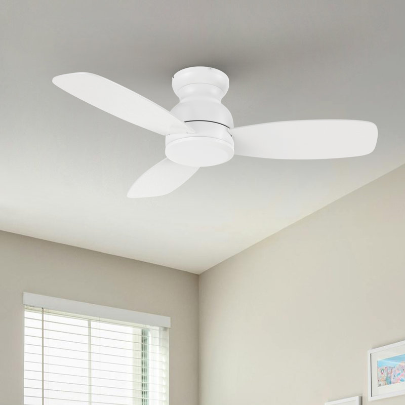 Télécommande de ventilateur de plafond à 3 pales 44 po sans lumière 44 po, Blanc