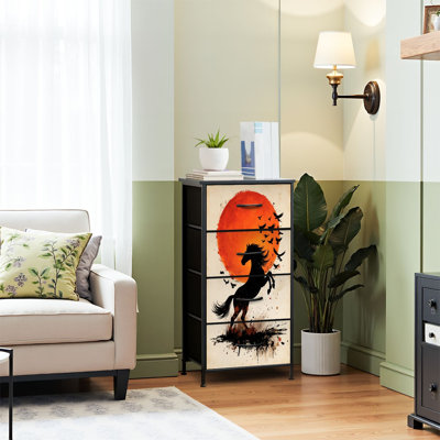 4 Drawer Dresser for Bedroom, Narrow Chest of Drawers, Wooden Top and Study Iron Frame 18"x37.5"-(WxH)