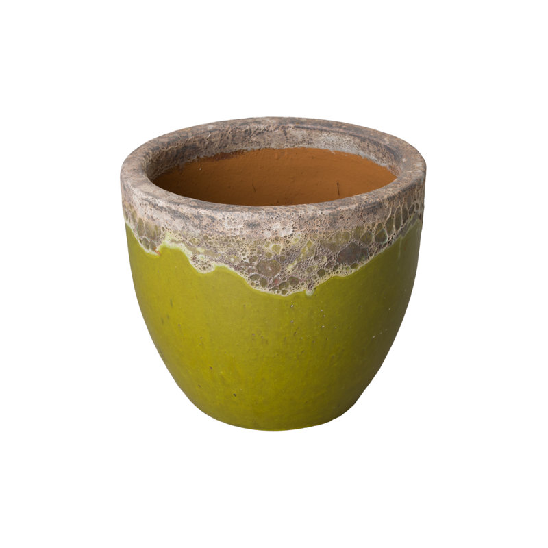 Pot de fleurs en céramique, H 16 po x l 19 po x P 19 po, Chaux
