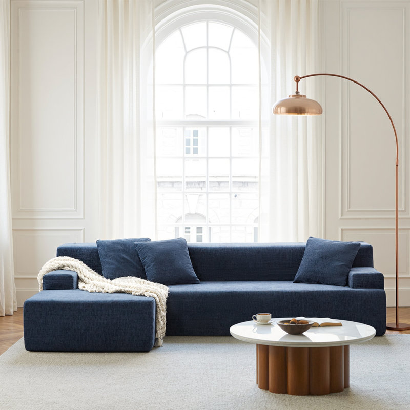 Osvaldo Modern 282 CM Wide Compressed High-Density Foam Sofa, Navy