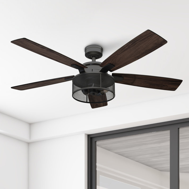 Ventilateur de plafond d'intérieur de 52 pouces avec ensemble de lumières DEL et télécommande Honeywell Carnegie, double montage, moteur CA à 3 vitesses
