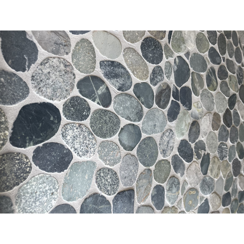 Mosaïque de galets de mer naturels bleu fossile pour mur et plancher 12 po x 12 po