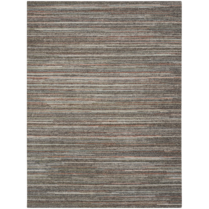 Tapis gris contemporain à rayures Rennes, Rectangle de 2 pi x 3 pi