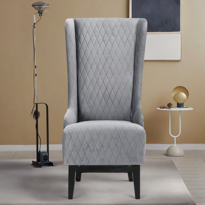 Luxury Quilted Velvet Dining Chair - High Back Wooden Legs Throne Chair For Lounge & Office