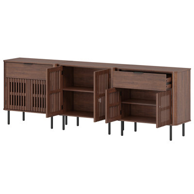 94.5" Mid Century Modern Sideboard with Adjustable Shelves and 2 Drawers