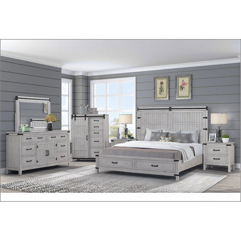 Bridgevine Home Alexandria Queen Storage Bed, Mountain Mist Finish