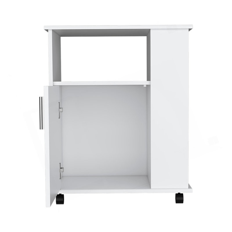Chariot de cuisine Newark, trois tablettes latérales, Blanc