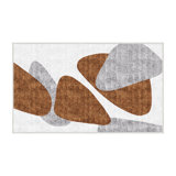 Rajiv Abstract Machine Made Hand Loomed Chnille/Polyester Area Rug in Brown/Gray/White