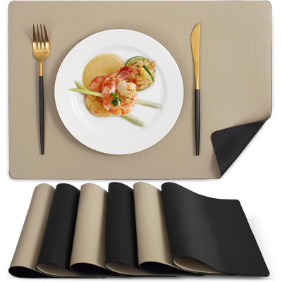 Ensemble de 6 napperons lavables résistants à la chaleur et napperons tissés en PVC 6 pièces