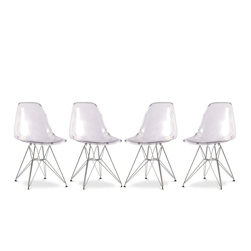 Modholic Eiffel Chair With Steel Legs, Clear, 1, Clear