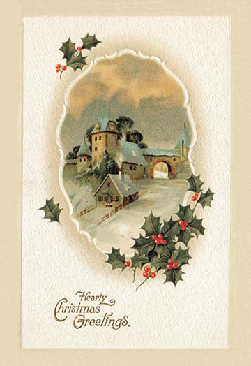 Affiche rétro pour les vœux de noël cardiaquey, H 42 po x l 28 po x P 1,5 po