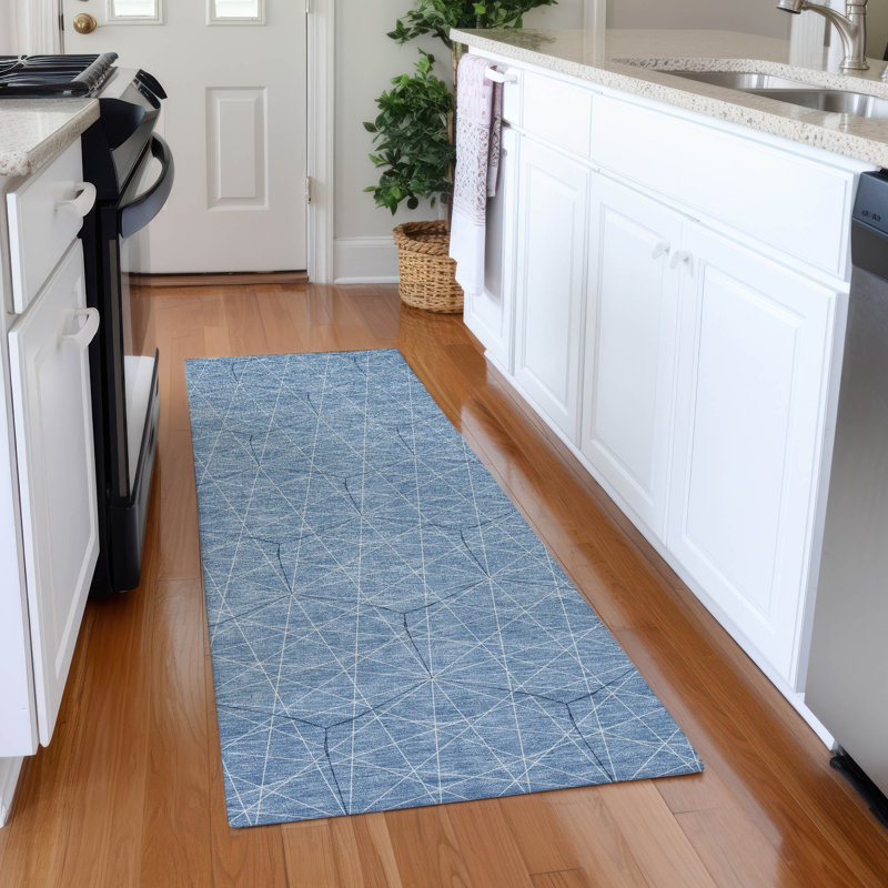 Premium Machine Washable Frome AMF987 Geometric Rug, Runner 2'3" x 7'6"