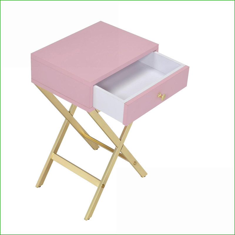 Rose & amp; Table basse à 1 tiroir Gold, table d'appoint peu encombrante avec rangement pour les petits salons