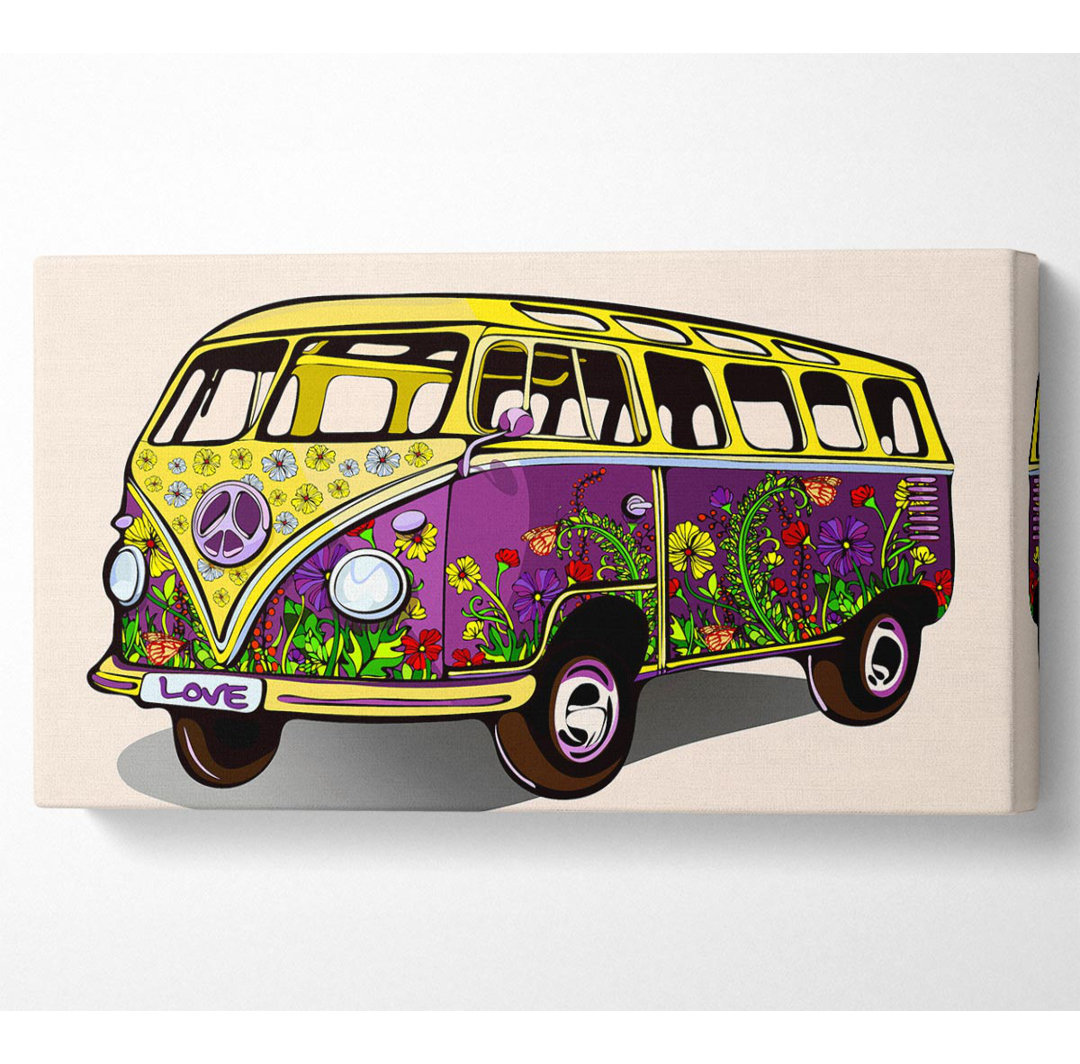 Kunstdruck Flower Power VW Camper Van