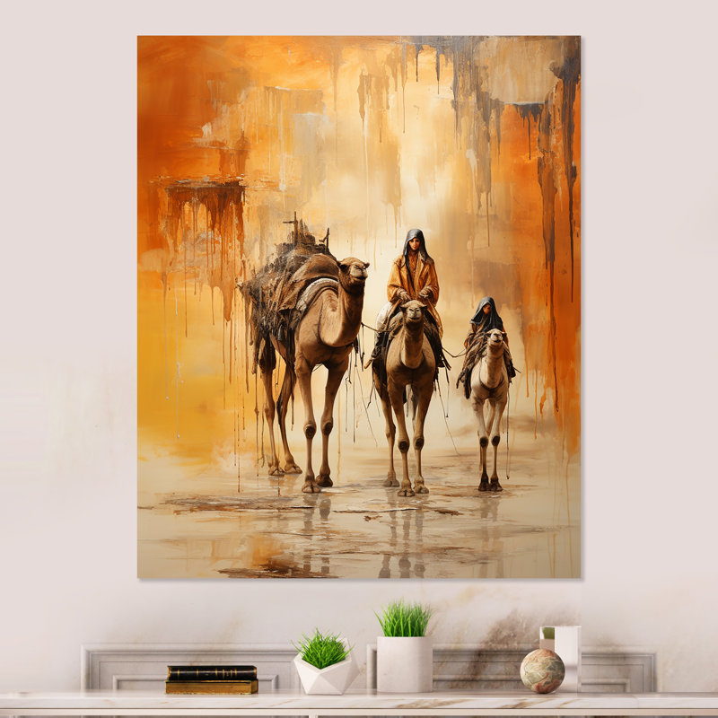 Voyage en arabe sur la route de la soie II - Art mural en métal, art arabe, H 20 po x l 12 po x P 1 po