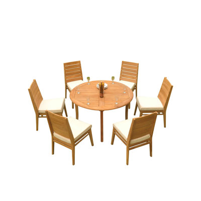 Round Long Teak Dining Set