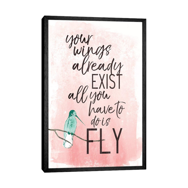 Fly 1 Piece Wall Art on Canvas, 66.04cm H x 45.72cm W x 3.81cm D, Black Floater Framed