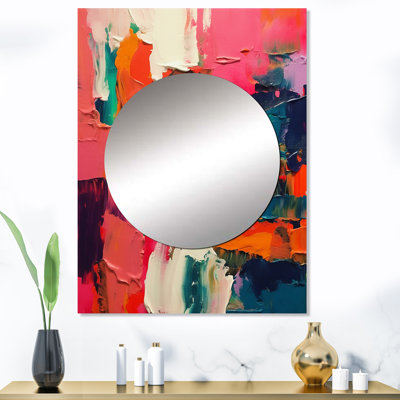 Bardou rose et bleu Fragments of Reality - grand miroir mural abstrait, miroir décoratif rose, impression d'art en métal