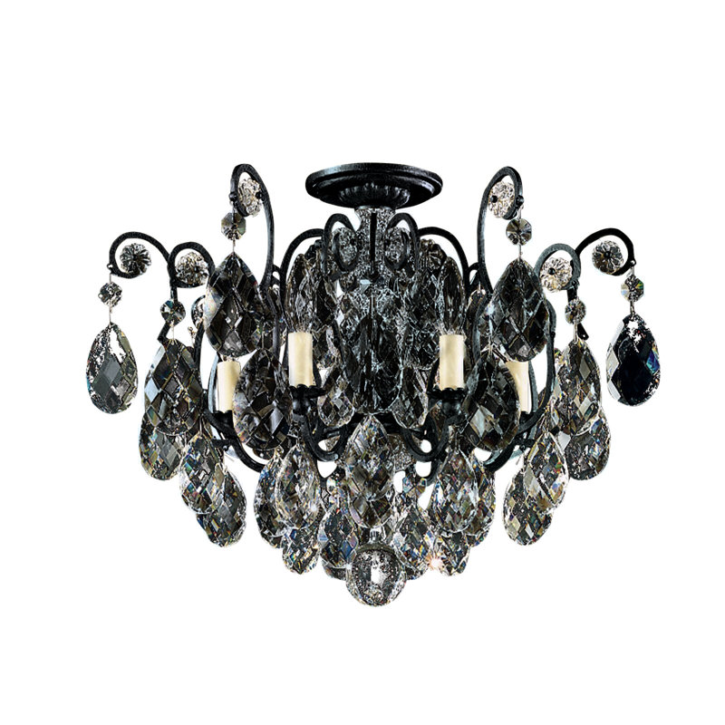 Renaissance 6 - Light Semi Flush Mount, Black, Clear Heritage