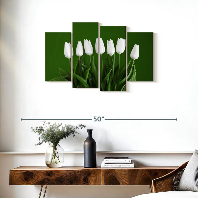 Tulipes blanches Harnek, H 22 po x l 36 po
