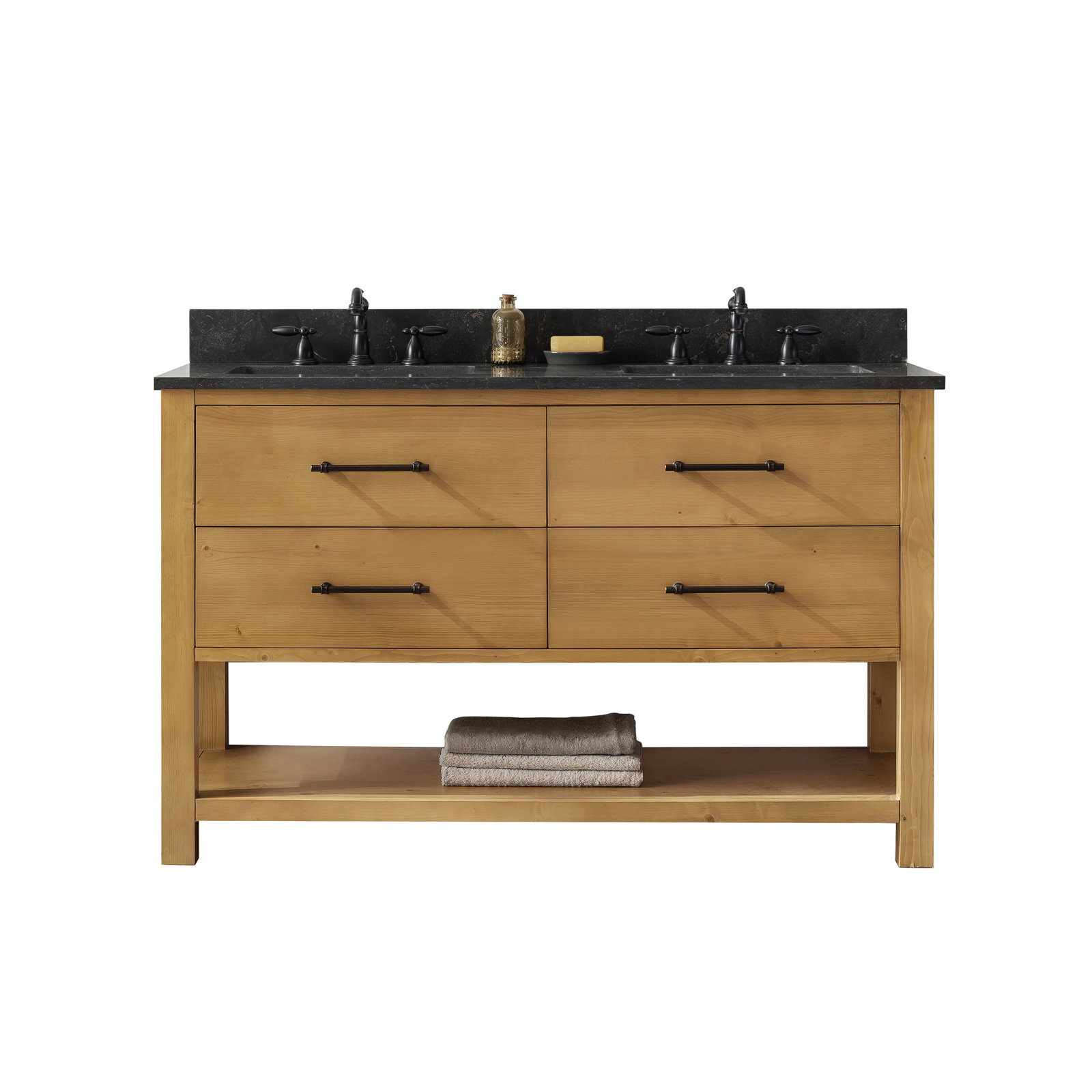 Keri 54'' Double Bathroom Vanity, Tan/Antique Black