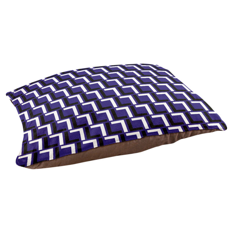 Coussin pour chien Bonheur, Small  (18'' W x 28'' D x 4'' H), Mauve / noir / blanc
