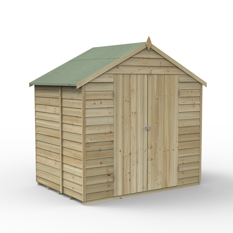 Overlap Pressure Treated 7 x 5 Apex Shed - No Window, Double Door, Yes