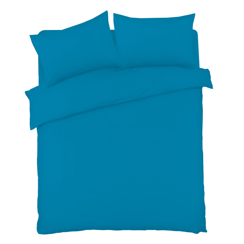 Polyester No Pattern Duvet Cover Set with Pillowcases Included, Double Duvet Cover Set + 2 Pillowcases, Teal