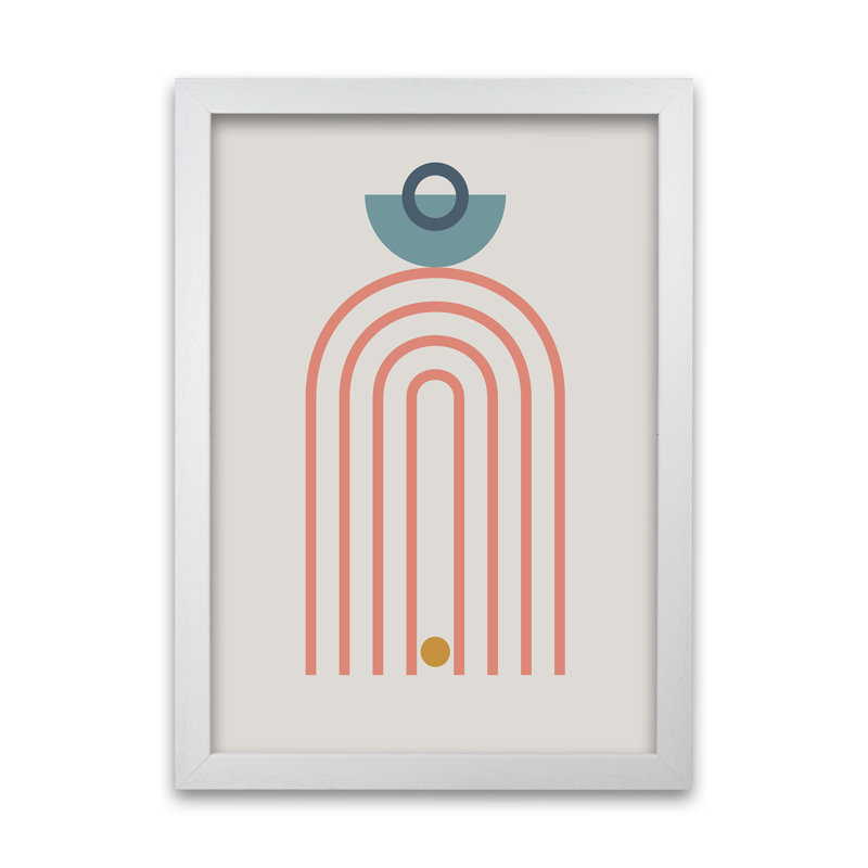 Mid Century Modern on Grey A 1 Piece Wall Art on Canvas, 30cm H x 21cm W x 3cm D, White Frame