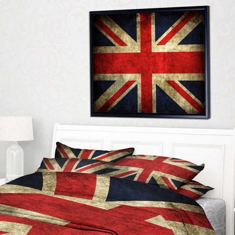 « rétro, drapeau uk », impression, H 12 po x l 20 po x P 1 po, Toile avec cadre flottant