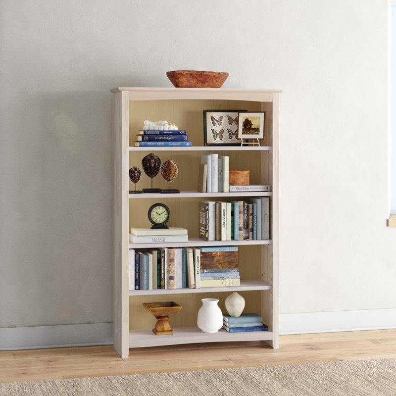  Bibliothèque en bois massif Derren, (5 tablettes) H 60 po x l 38 po x P 12,3 po