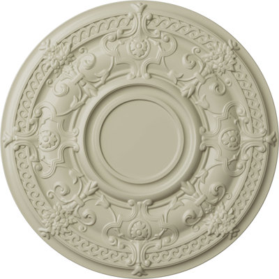 Médaillon de plafond Endurathane Antilles, diamètre extérieur de 38 1/4 po x P 1 1/2 po (convient aux auvents jusqu'à 6 po), pot peint à la main de finition crème