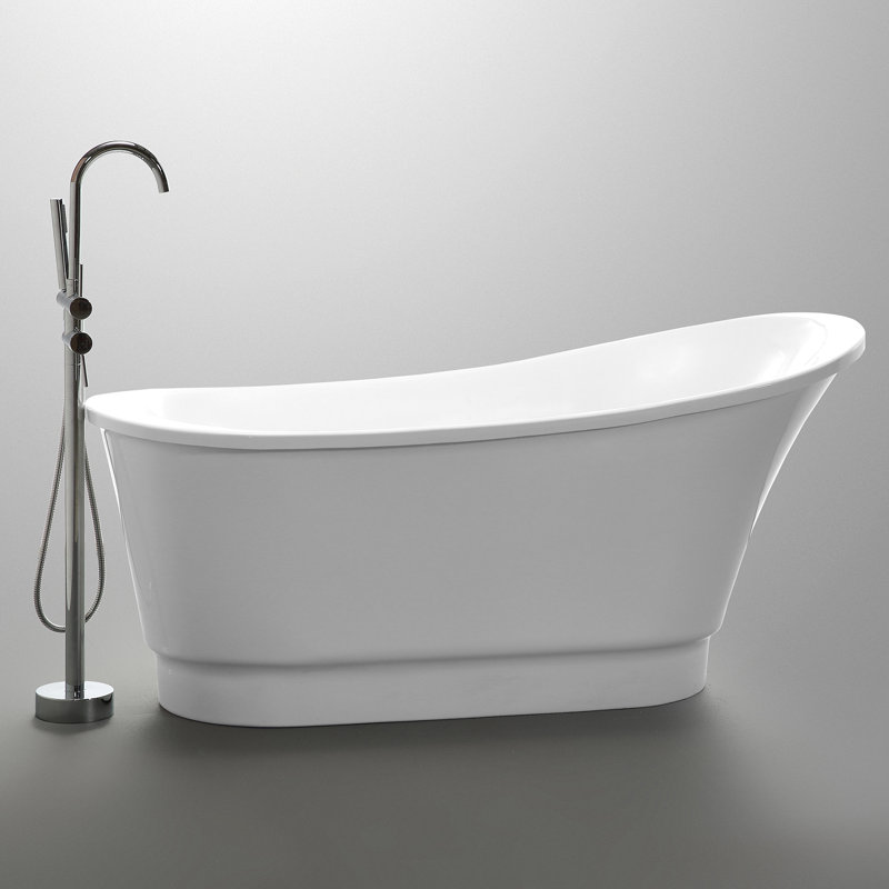 Prima 67'' Glossy White Acrylic Freestanding Soaking Bathtub